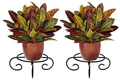 Plant Stand For Flower Pot Heavy Duty Potted Holder Balcony Indoor Outdoor Metal Rustproof Iron Garden Container Round Supports Rack For Planter Stand-(4 Leg) Pack Of 2. (Black)